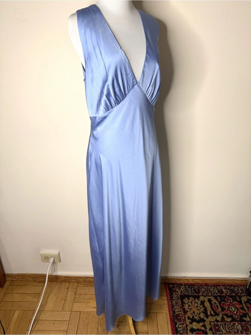 Abercrombie Pale Blue Satin Cowl Back Maxi Dress